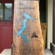 Load image into Gallery viewer, Custom Lake Map filled with Epoxy