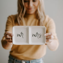 Load image into Gallery viewer, Mr. and Mrs. Jewelry Dish - Black and White - 7.2x4”