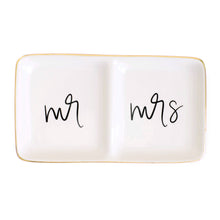 Load image into Gallery viewer, Mr. and Mrs. Jewelry Dish - Black and White - 7.2x4”