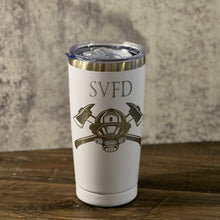 Load image into Gallery viewer, Personalized Firefighter Tumbler ~20 Oz Stainless Steel Hot/Cold Tumbler with Lid and Straw Powder Coated