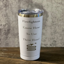 Load image into Gallery viewer, Personalized Firefighter Tumbler ~20 Oz Stainless Steel Hot/Cold Tumbler with Lid and Straw Powder Coated