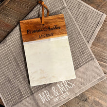 Load image into Gallery viewer, White Marble Wood Square Cutting Board With Bundle Option