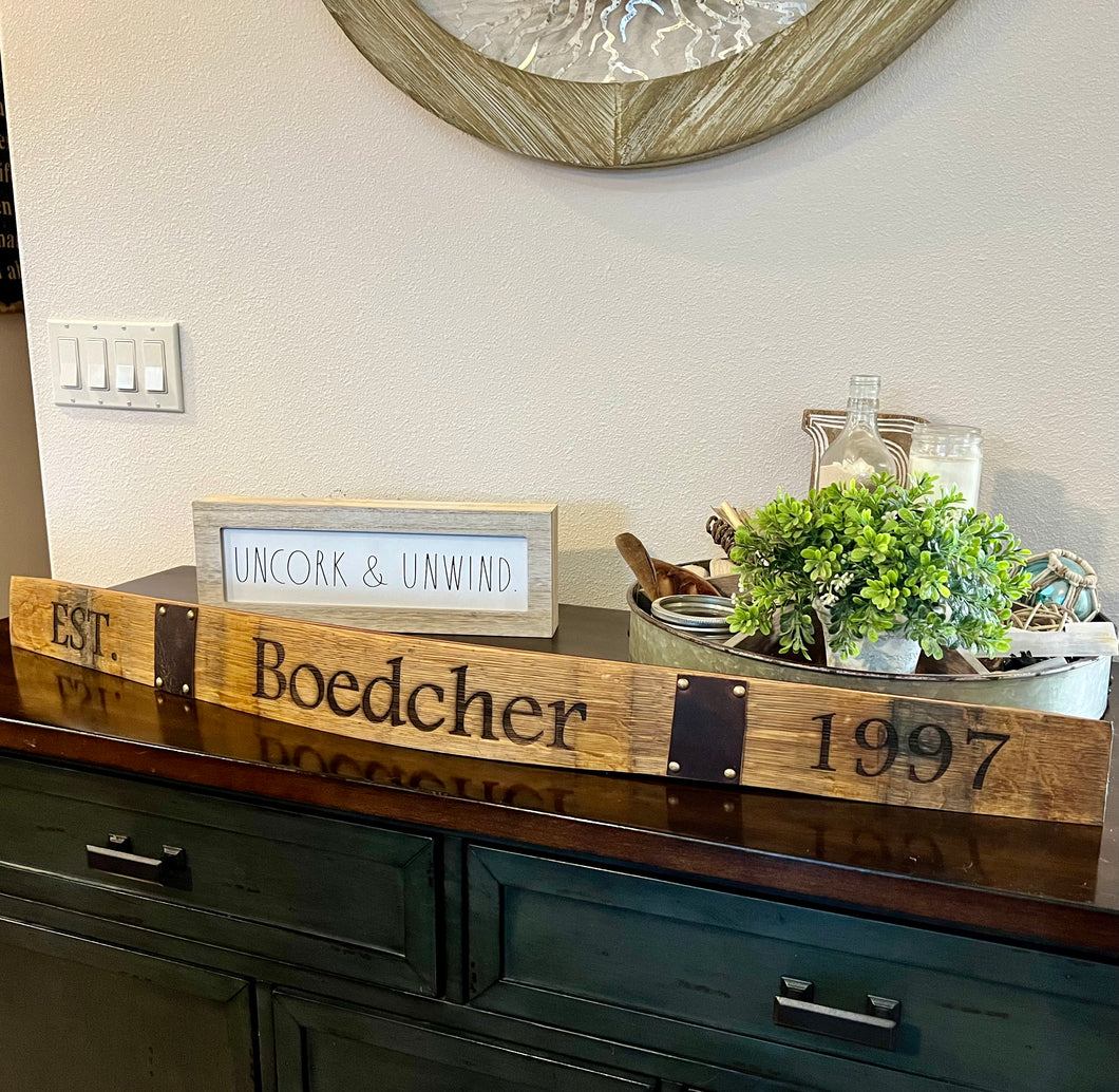 Wine Stave With Family Name and Est Date