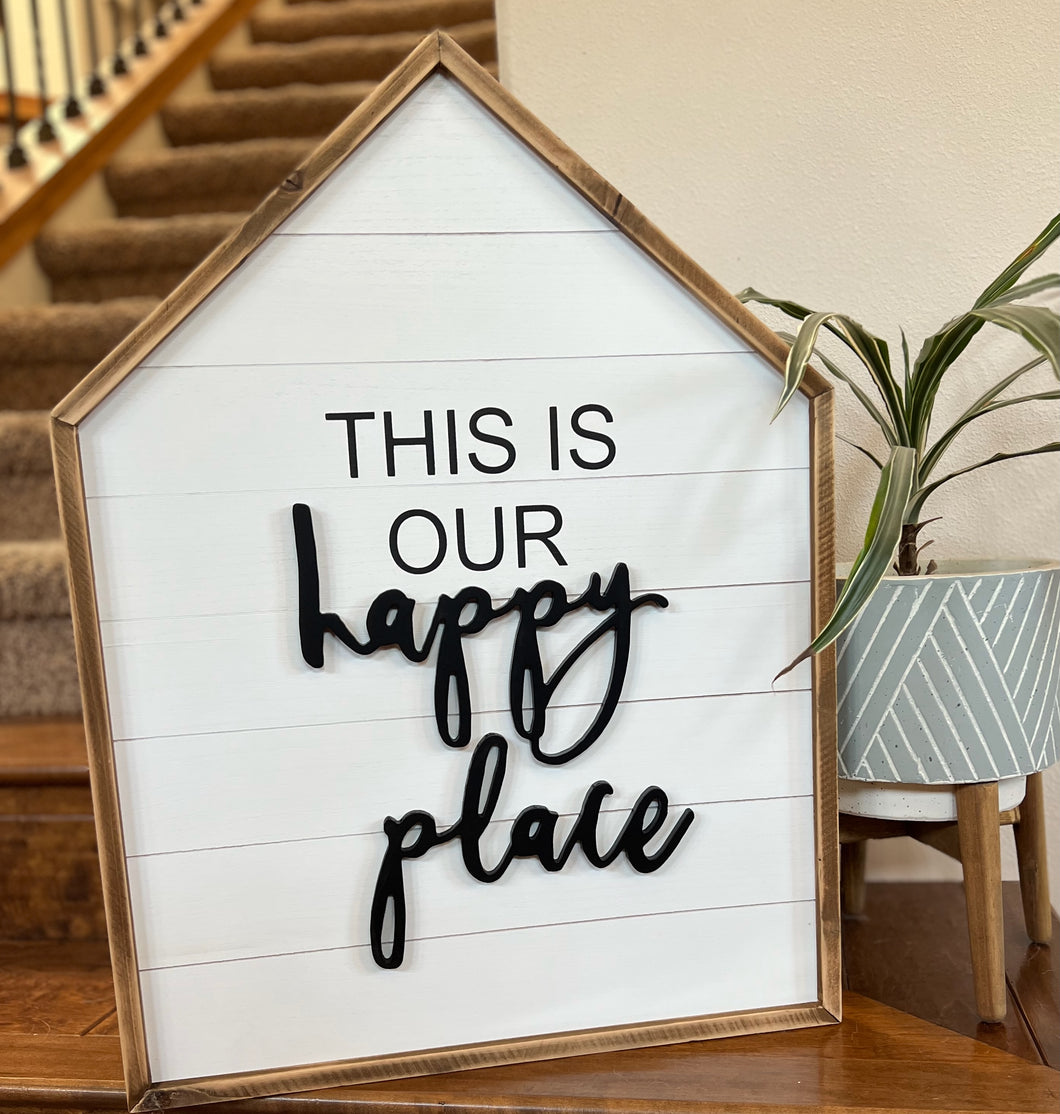 This is Our Happy Place Wood Framed Family Sign