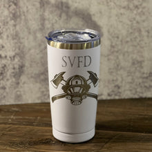 Load image into Gallery viewer, Personalized Firefighter Tumbler ~20 Oz Stainless Steel Hot/Cold Tumbler with Lid and Straw Powder Coated
