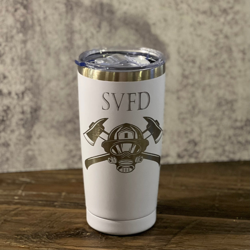 Personalized Firefighter Tumbler ~20 Oz Stainless Steel Hot/Cold Tumbler with Lid and Straw Powder Coated