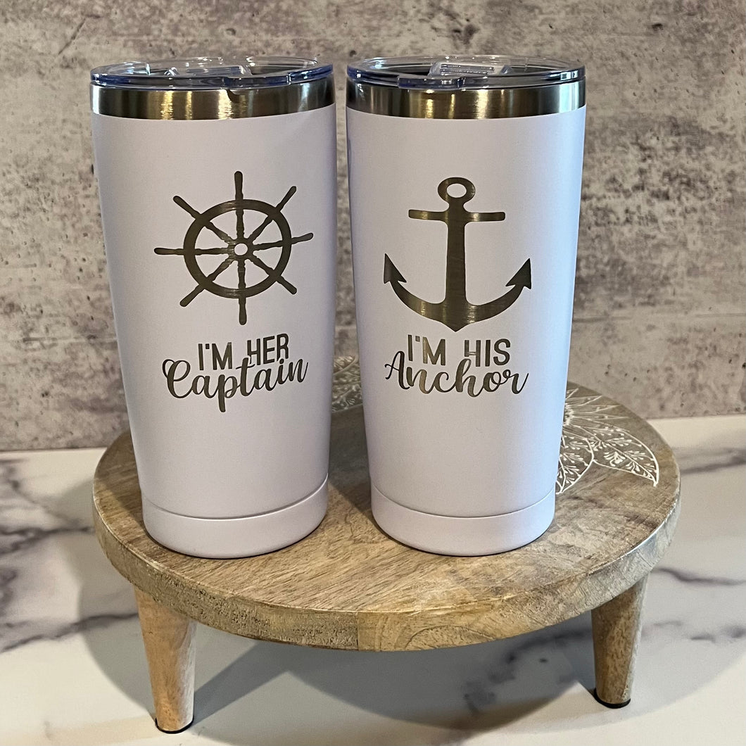 Her Captain & His Anchor Tumblers- 20 ounce