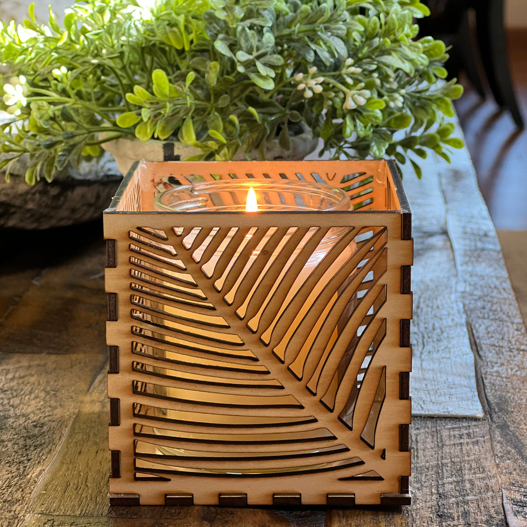 Handmade Beautiful Candle Holder with Flameless Candle! Leaf or Fern Design