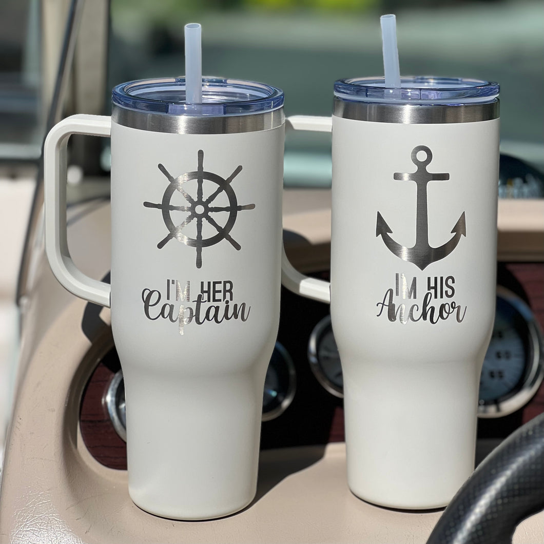 Soft Matte Personalized 40 Oz Tumbler with Handle